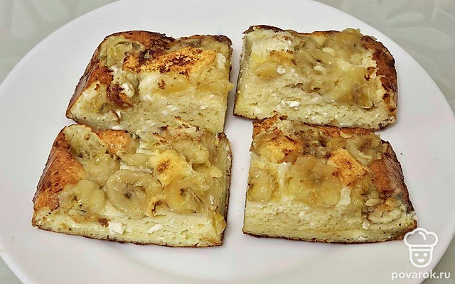 Творожная ПП запеканка с бананом — Рецепт с фото