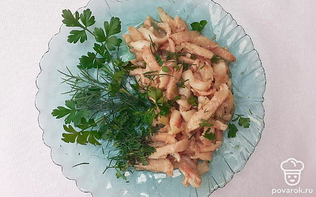 Жареный кальмар с чесноком — Рецепт с фото