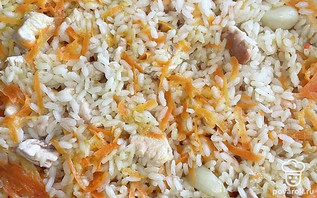 Плов с курицей, овощами и приправой — Рецепт с фото