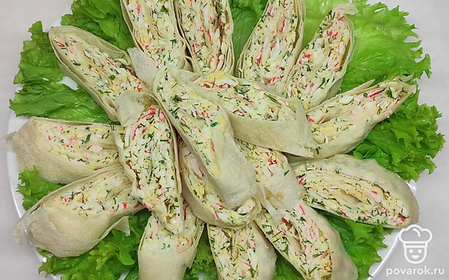 Лаваш с крабовыми палочками и укропом — Рецепт с фото