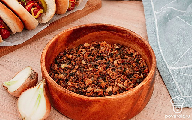 Хрустящий лук для хот-догов — Рецепт с фото