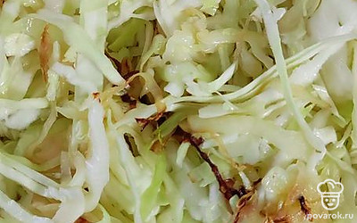 Как поджарится снизу капуста, спустя 5 минут перемешать.