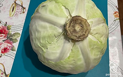 Достаем капусту, разрезаем на 2 части. 