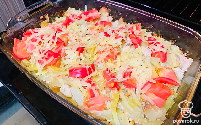 Запеченный картофель с курицей «Сливочный» — Рецепт с фото