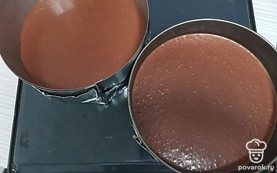 Разлить тесто по формам. У меня диаметр 23 сантиметра.