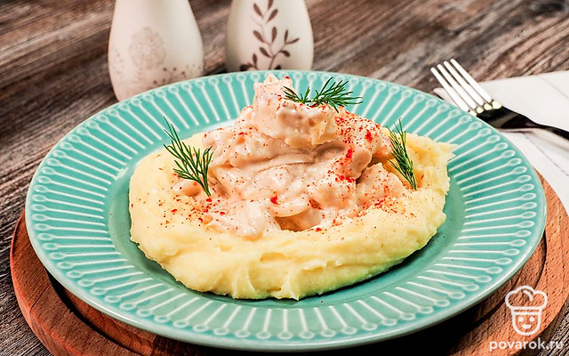 Кольца кальмара в сметане — Рецепт с фото