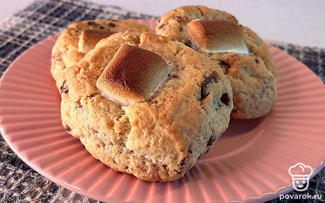 Печенье с маршмеллоу и темным шоколадом — Рецепт с фото