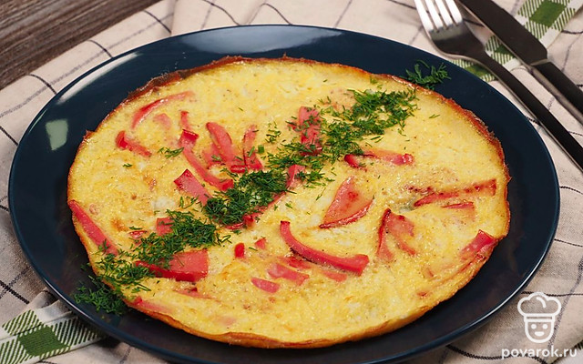 Омлет с колбасой — Рецепт с фото