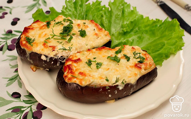 Запеченные баклажаны с сыром и яйцом — Рецепт с фото