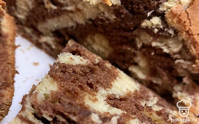 Пирог «Зебра» с какао и ванилином — Рецепт с фото