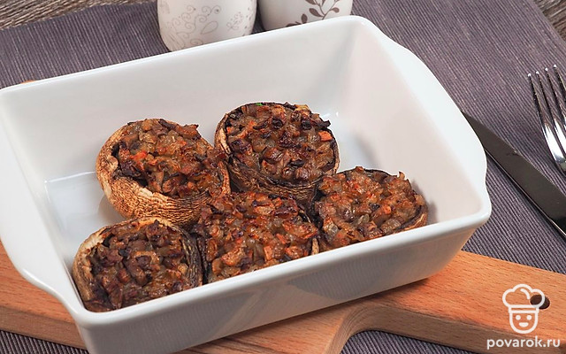 Фаршированные шампиньоны постные — Рецепт с фото