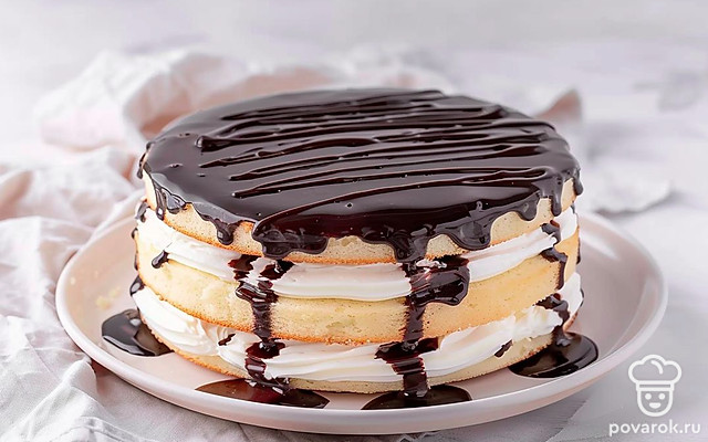 Нежный бисквит с творожным кремом — Рецепт с фото