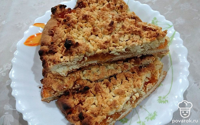 Французский тертый пирог с абрикосовым джемом — Рецепт с фото