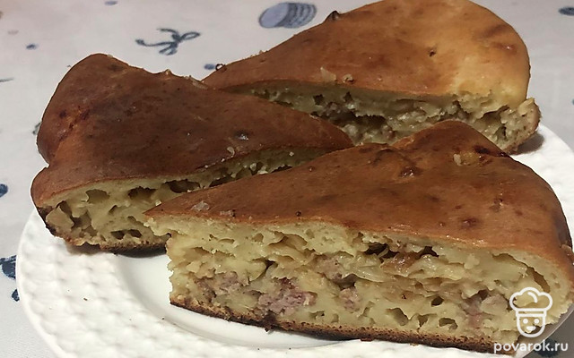 Заливной пирог с капустой и мясом — Рецепт с фото