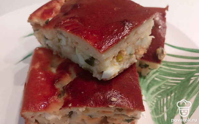 Заливной пирог с зеленым луком и яйцами — Рецепт с фото