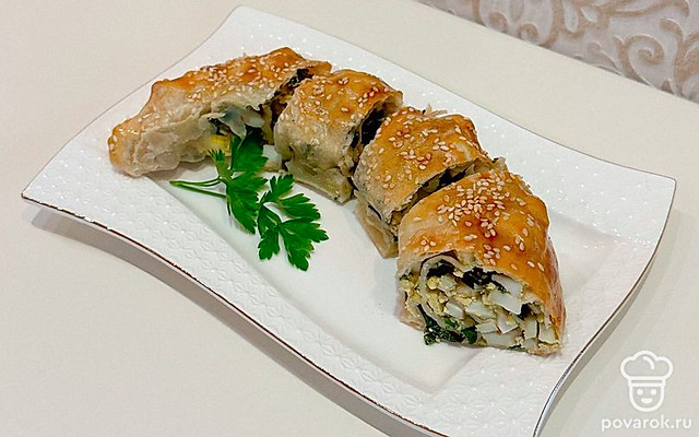 Ракушка с луком и яйцом — Рецепт с фото