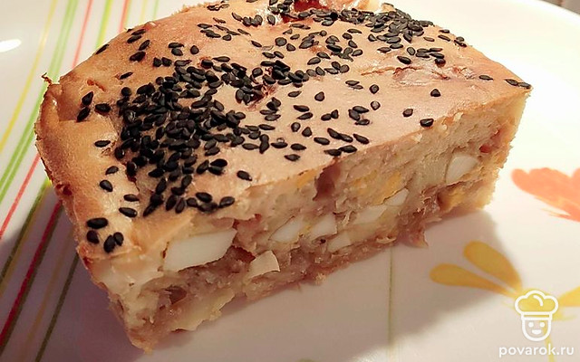 Заливной пирог с капустой и яйцом — Рецепт с фото