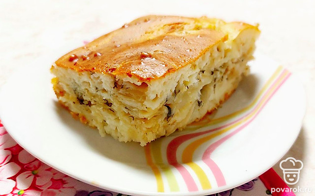 Заливной пирог на сметане с капустой — Рецепт с фото