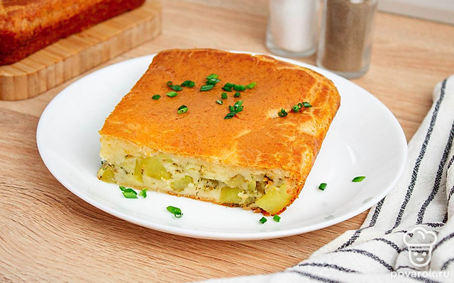 Сытный заливной пирог с картошкой и яйцом — Рецепт с фото