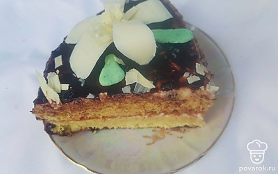 Помимо блестящей зеркальной глазури можно украсить пирог шоколадными и миндальными лепестками и даже выложить на пироге целую картину. Отличным дополнением у такому пирогу будет чашечка свежего дымящегося чая или кофе.