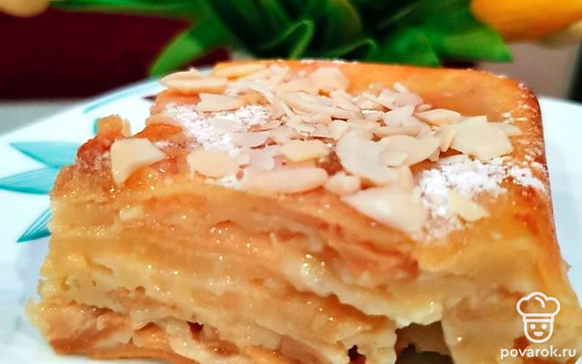 Крем-пирог с яблоками — Рецепт с фото