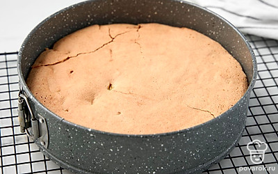 Поставьте форму с заготовкой для шарлотки в духовку. Пеките пирог в течение 35-40 минут. Выключите духовку и подержите шарлотку в духовке еще около 10 минут. Достаньте пирог из духовки и дайте немного остыть. Аккуратно разъедините детали формы, уберите стенки и переложите шарлотку на десертное блюдо.