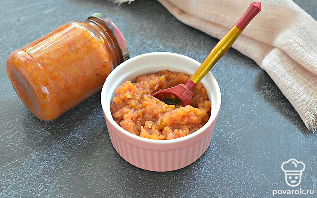 Икра из кабачков с томатной пастой через мясорубку на зиму — Рецепт с фото