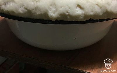 В тёплую смесь молока и воды добавьте соль, сахар, растопленное масло, хорошо размешайте, добавьте дрожжи, еще раз размешайте и добавьте просеянную муку. Замесите мягкое тесто, дайте хорошо подняться, разделите на 4-5 частей, скатайте шары, накройте полотенцем. Один шар раскатайте скалкой в круг в размер сковороды.