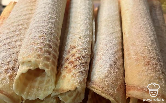 Хрустящие вафли с сахарной пудрой — Рецепт с фото