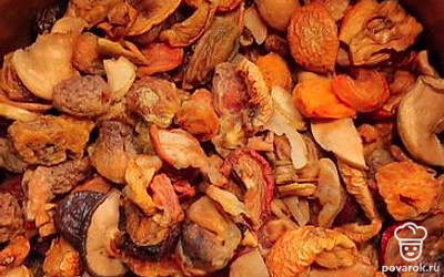 Сухофрукты выложите в кастрюлю. 