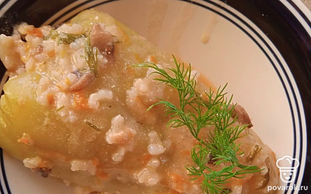 Перец, фаршированный рисом и шампиньонами — Рецепт с фото