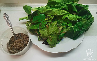 Листья для рассола промыть. Подготовить семена укропа. Обычно я использую зонтики укропа, но сейчас у меня их не оказалось. Семена тоже отлично подходят. 