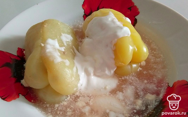 Фаршированные перцы с куриным фаршем и подливой — Рецепт с фото