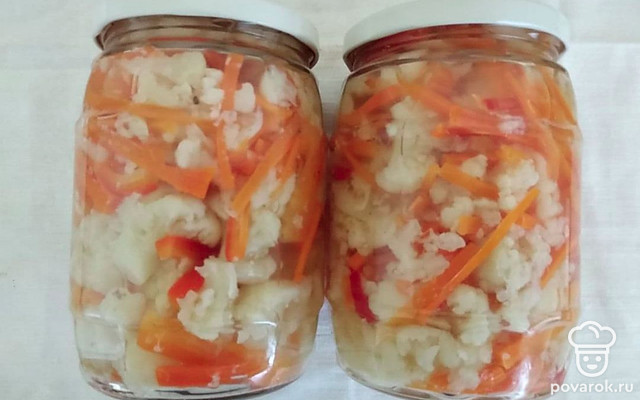 Классическая цветная капуста по-корейски с морковью — Рецепт с фото