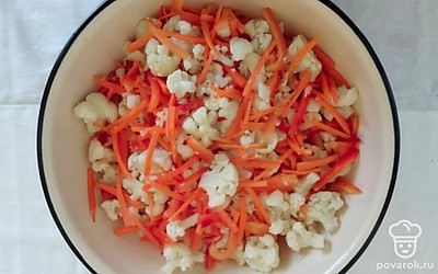 Доведите до кипения. Залейте маринад в банки. Затем положите их в кастрюлю с водой и простерилизуйте 25 минут. Добавьте в каждую банку по 1 ч.л. уксуса и закатайте. Укутайте в одеяло до полного застывания.