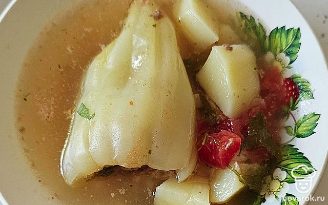 Фаршированные перцы с бульоном и картошкой — Рецепт с фото