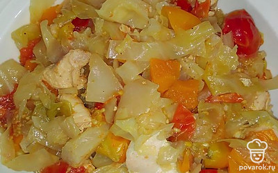 Тушеную капусту с куриной грудкой можно подать как в холодном, так и в горячем виде! Приятного аппетита!