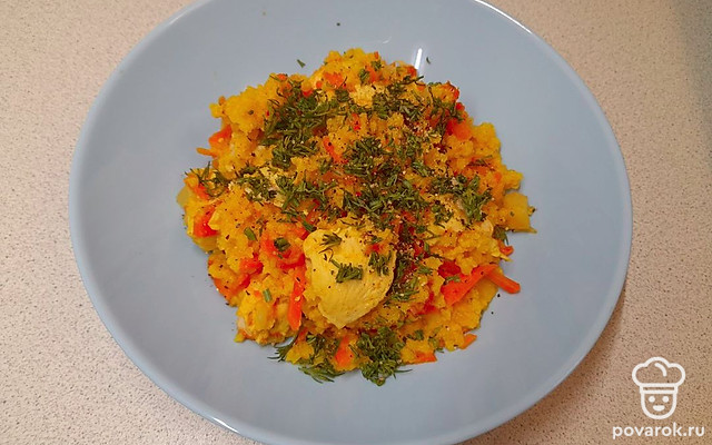 Пшенная каша с курицей и овощами — Рецепт с фото