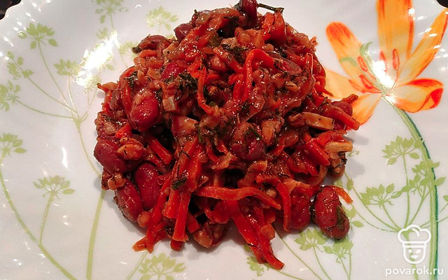 Лобио из консервированной фасоли и грецких орехов — Рецепт с фото