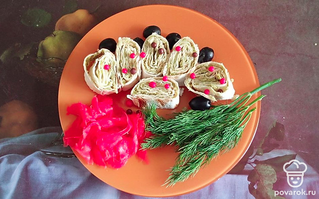 Лаваш «К посту» с консервированным горошком — Рецепт с фото