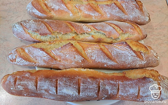Домашний багет из пшеничной муки — Рецепт с фото