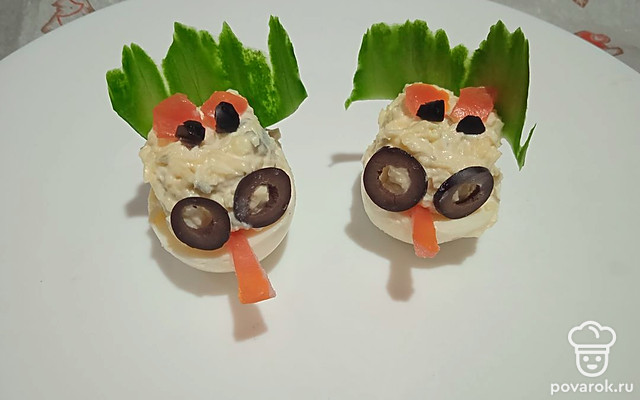 Фаршированные яйца «Дракончики» — Рецепт с фото