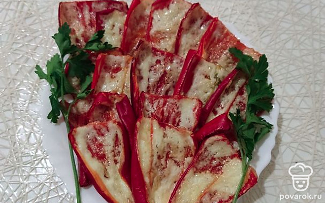 Закуска из запеченного болгарского перца с майонезом — Рецепт с фото