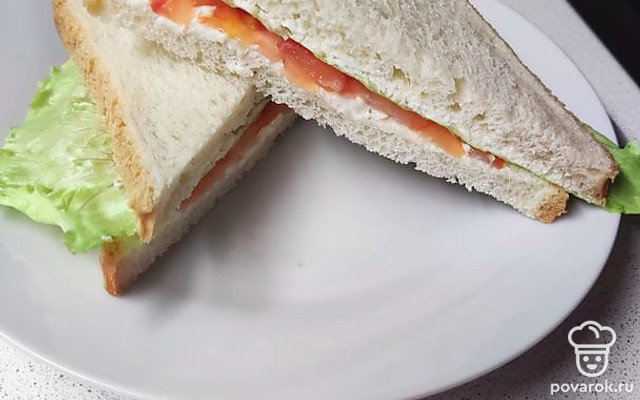 Овощной сэндвич с томатом и творожным сыром — Рецепт с фото