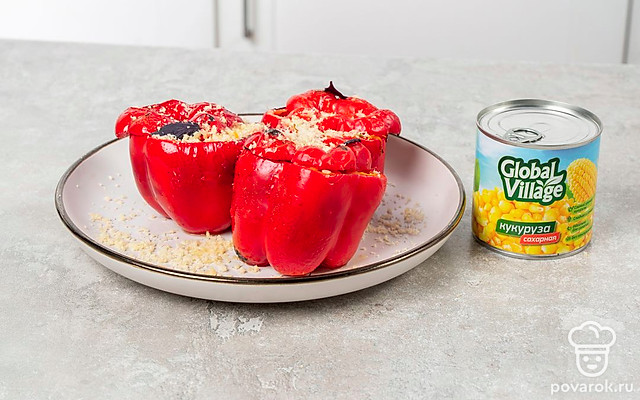 Запеченные перцы с овощами и рисом — Рецепт с фото