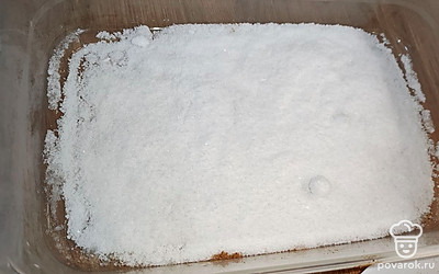 В контейнере засыпать дно солью.