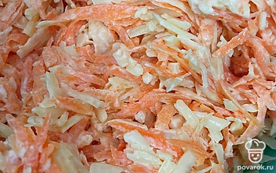 Соединяем все ингредиенты и перемешиваем.