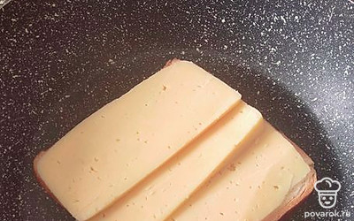 Сверху на него положить сыр. 