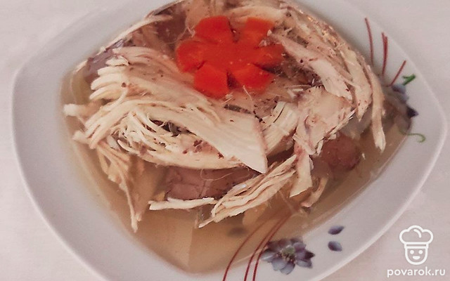 Домашний холодец с куриной печенью и мясом — Рецепт с фото