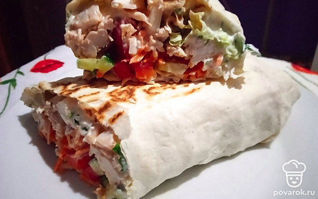 Шаурма по-домашнему с грибами и корейской морковью — Рецепт с фото